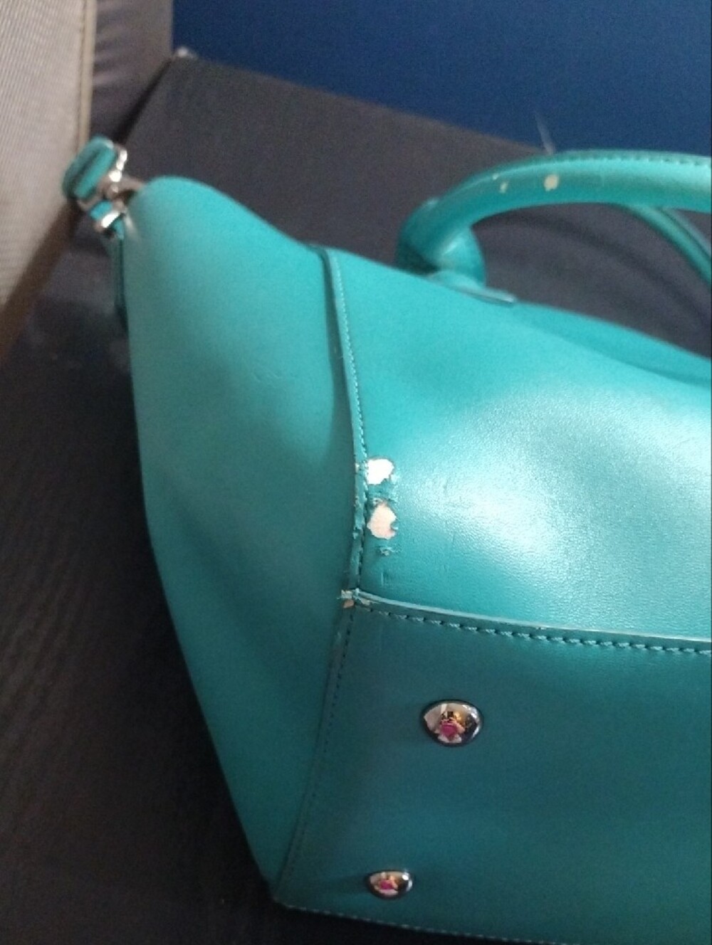 Vera Bradley Teal Satchel with Removable Shoulder Strap - Picture 11 of 12